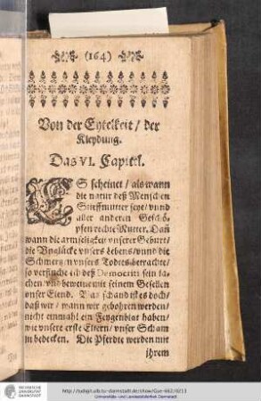 Von der Eytelkeit / der Kleydung. Das VI. Capitel
