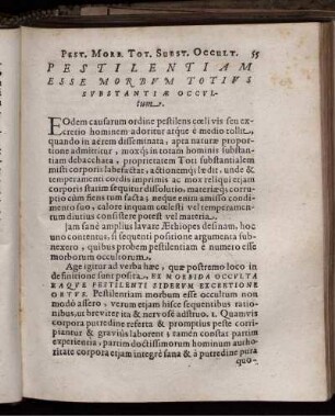Pestilentiam Esse Morbum Totius Substantiae Occultum