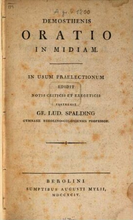 Demosthenis Oratio in Midiam