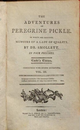 The adventures of Peregrine Pickle : in which are included memoirs of Lady of a quality ; in four volumes, 3