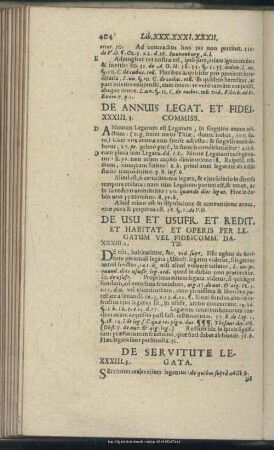Liber XXXIII. De Annuis Legat. Et Fideicommiss