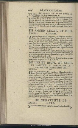 Liber XXXIII. De Annuis Legat. Et Fideicommiss