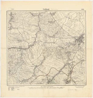 Messtischkarte von Waldenburg. Zum Projekt gehörend: Hermann Jansen, Teilbebauungsplan Waldenburg-Altwasser: Messtischkarte, Teilblatt 3012 (Freiburg) 1:25000