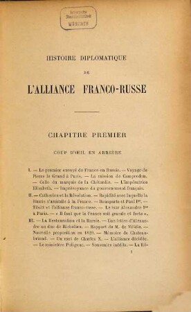 Histoire Diplomatique de L'Alliance Franco-Russe 1873-1893