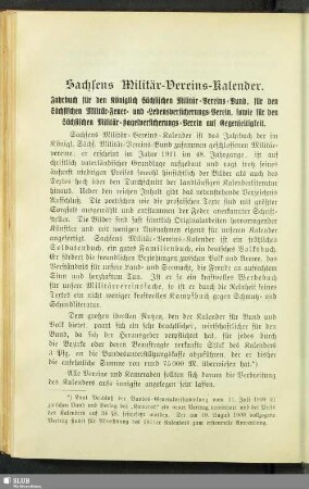 Sachsens Militär-Vereins-Kalender