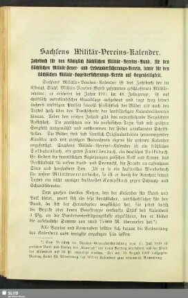 Sachsens Militär-Vereins-Kalender