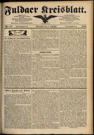 Erste Ausgabe vom Samstag, den 03. Dezember 1904.