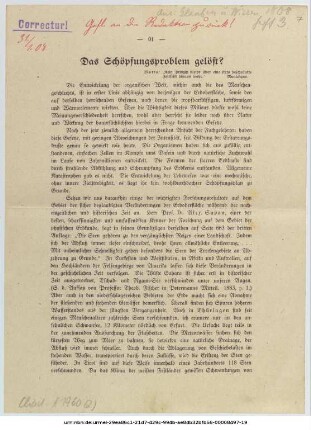 Das Schöpfungsproblem gelöst?