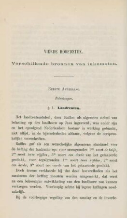 Vierde hoofdstuk. Verschillende bronnen van inkomsten