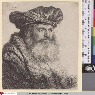 [Bärtiger Mann mit samtigem Barett und Edelstein-Agraffe; Bearded Man in a Velvet Cap with a Jewel Clasp; Vieillard à barbe carrée]
