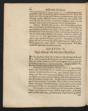 Quaestio II. Quis debeat esse Minister Baptismi.