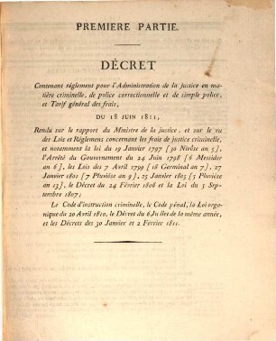 Instruction générale sur les frais de justice en matière criminelle, correctionnelle et de simple police