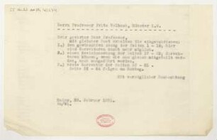 Brief an Fritz Volbach : 28.02.1931