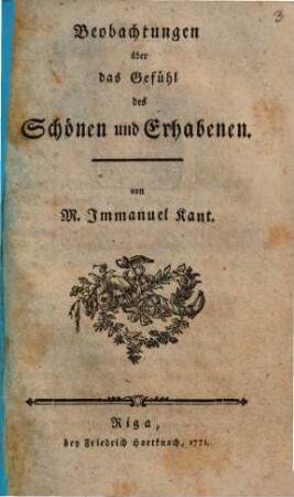 Beobachtungen über das Gefühl des Schönen und Erhabenen