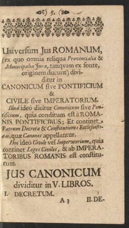 Ius Canonicum dividitur in V. Libros