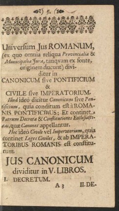 Ius Canonicum dividitur in V. Libros