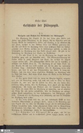 Erster Theil. Geschichte der Pädagogik