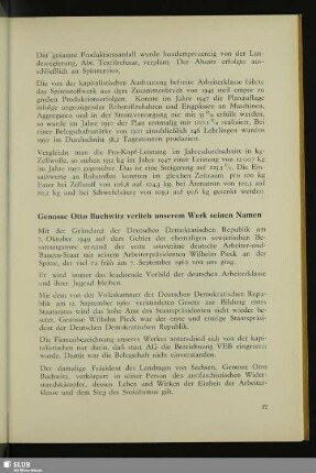 Genosse Otto Buchwitz verlieh unserem Werk seinen Namen