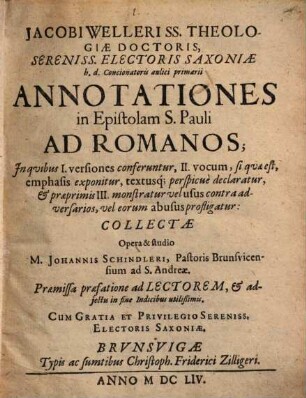Annotationes in epistolam S. Pauli ad Romanos