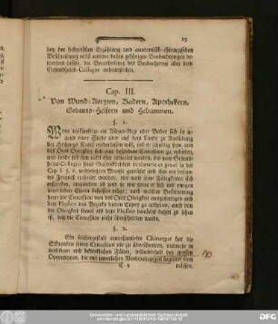 Cap. III. Von Wund-Aerzten, Badern, Apothekern, Geburts-Helfern udn Hebammen.