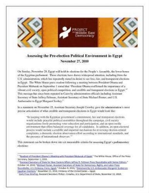 Assessing the pre-election political environment in Egypt