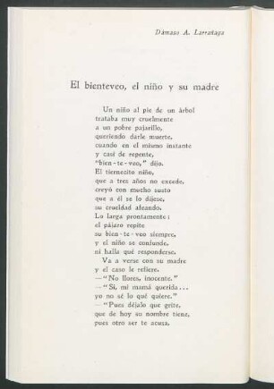 El bienteveo, el niño a su madre