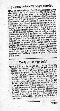 Druckfehler im ersten Stück.