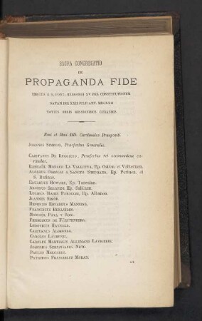S. Congregatio de Propaganda Fide