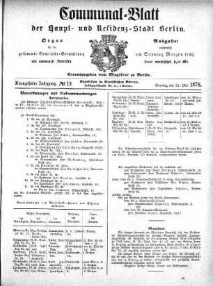 1878,19: No. 19, 12. Mai 1878