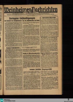 Weinheimer Nachrichten : Weinheimer Anzeiger ; Weinheimer Zeitung ; Weinheimer Morgen ; Amtsblatt der Stadt Weinheim