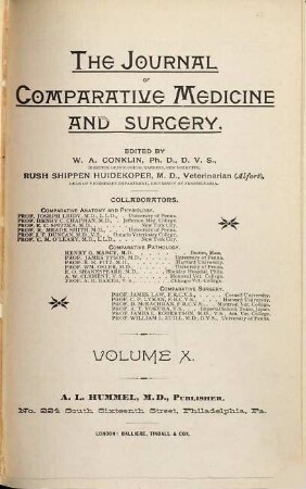 The Journal of comparative medicine and surgery. 10. 1889