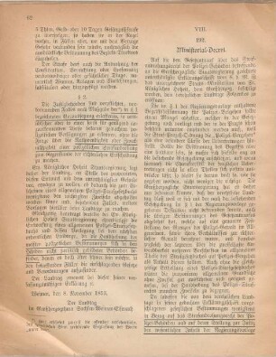 VIII. 192. Ministerial-Decret