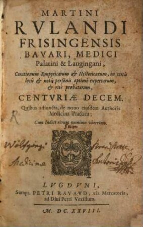 Curationum empiricarum et historicum ... Centuria ..., 10. (1628)
