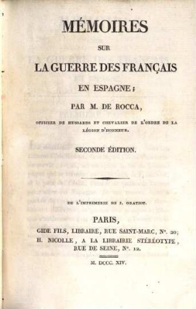 Memoires sur la Guerre des Français en Espagne