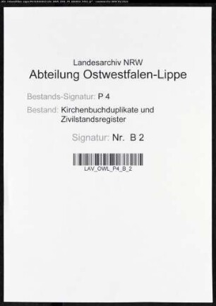 Belege zum Heiratsregister der Munizipalität Aplerbeck 1810