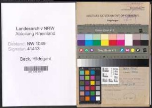 Entnazifizierung Hildegard Beck , geb. 29.04.1914 (Kinderpflegerin)