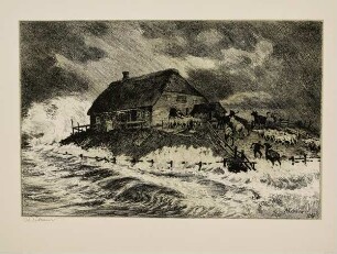 Sturmflut auf Hallig Habel