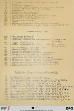 Gemälde, Zeichnungen, Stiche und Miniaturen (Nr. 191-250b)