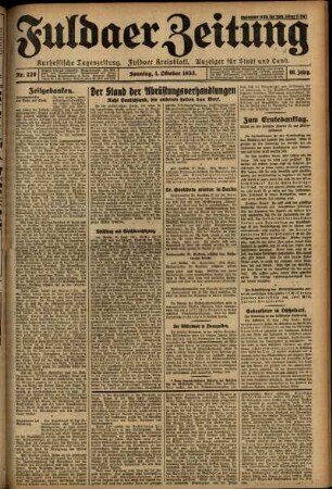 Erste Ausgabe vom Sonntag, den 01. Oktober 1933.