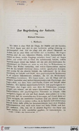 Zur Begründung der Ästhetik