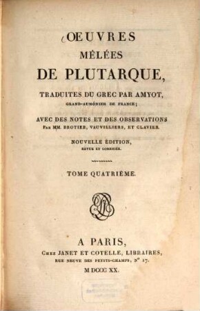 Oeuvres mêlées de Plutarque, 4