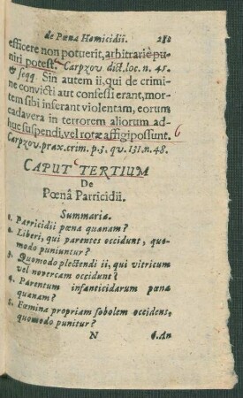 Caput Tertium De Poena Parricidii.