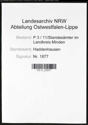 Sterberegister Standesamt Haddenhausen