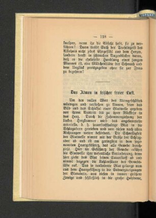 Das Atmen in frischer freier Luft.
