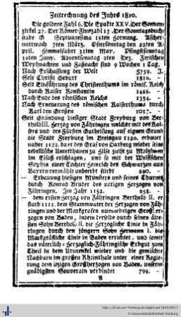 Zeitrechnung des Jahres 1810