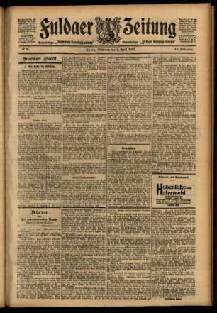 Zweite Ausgabe vom Mittwoch, den 03. April 1907.