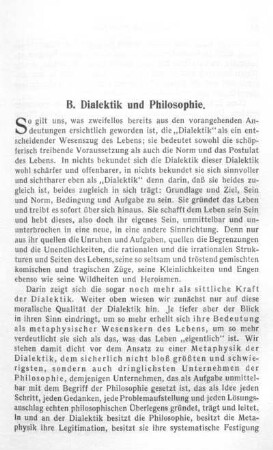 B. Dialektik und Philosophie