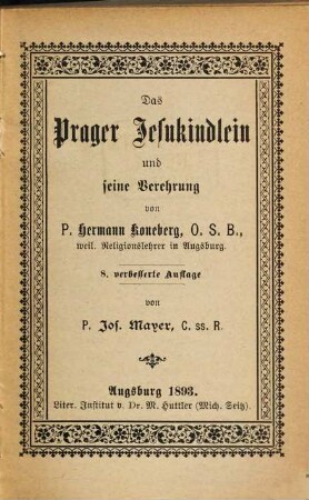 Das Prager Jesukindlein und seine Verehrung