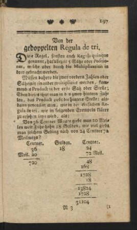 Von der gedoppelten Regula de tri.