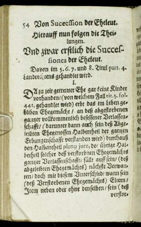Hierauff nun folgen die Theilungen.